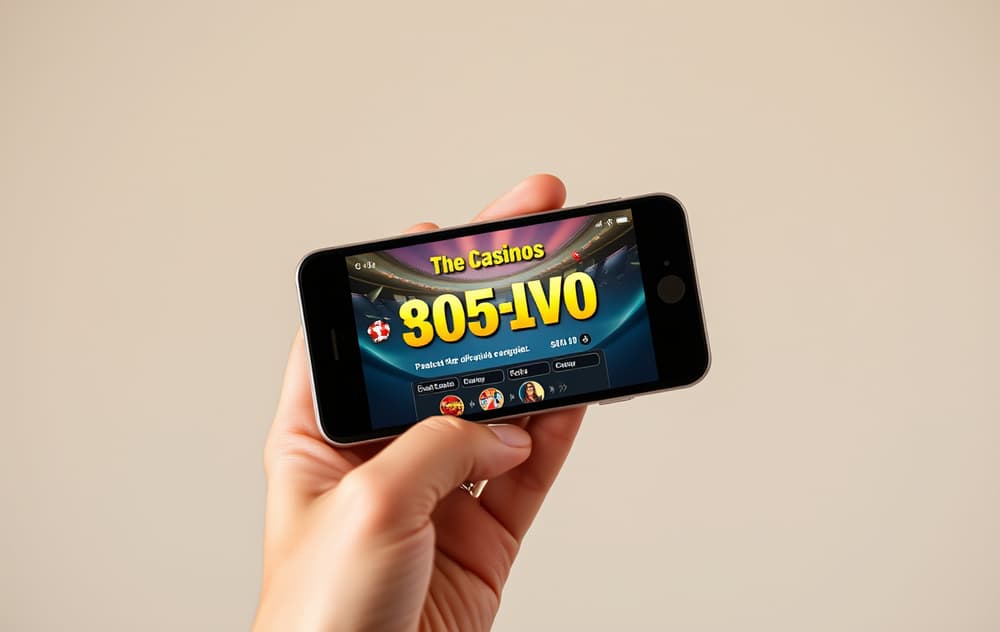 En person som holder en mobiltelefon med et casino-bonustilbud på skjermen